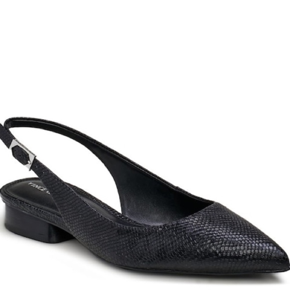 Vince Camuto Jesander Black Leather Slingback Flats sz 7